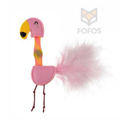 Flamingo com tubo dobrável e catnip | FOFOS