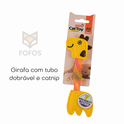 Girafa com tubo dobrável e catnip | FOFOS