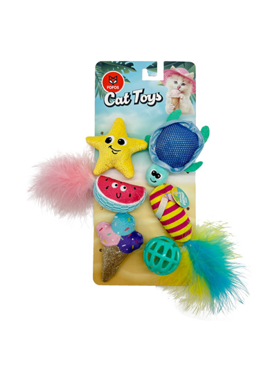 Conjunto de 6 Brinquedos divertidos para Gato - Edição Verão