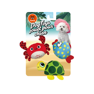 Pack 3 Peluches de Verão – Caranguejo, Tartaruga e Peixe