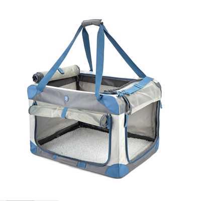 FOFOS | Transportadora de Viagem Dobrável para Cães e Gatos Cinzento/Azul – Tamanho Grande